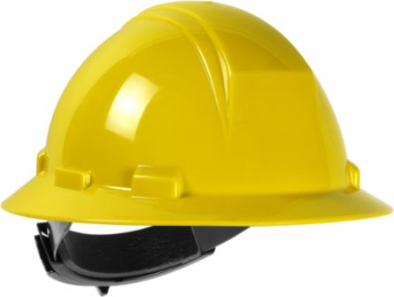 Type II Full Brim Hard Hat with HDPE Shell, 4-Point Textile Suspension and Wheel Ratchet Adjustment