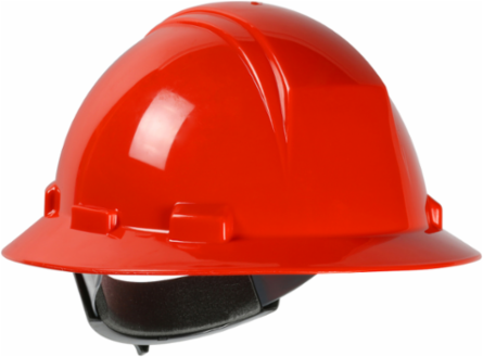 Type II Full Brim Hard Hat with HDPE Shell, 4-Point Textile Suspension and Wheel Ratchet Adjustment