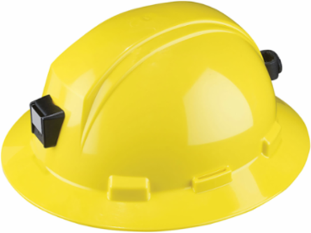 Full Brim Hard Hat with Miner's Lamp Bracket, HDPE Shell, 4-Point Nylon Suspension and "Sure-Lock" Ratchet Adjustment - Type 2 Class C