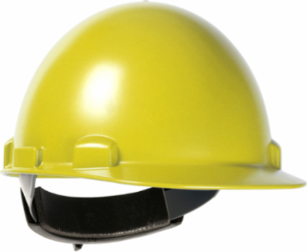 Cap Style Smooth Dome Hard Hat with ABS/Polycarbonate Shell, 4-Point Textile Suspension and Wheel-Ratchet Adjustment