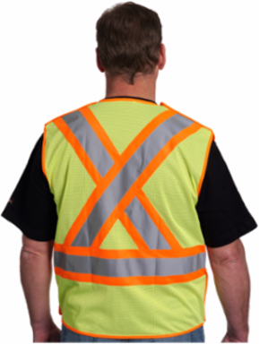 ANSI Type R Class 2 and CAN/CSA Z96 Class 2 Two-Tone X-Back Breakaway Mesh Vest