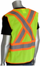 ANSI Type R Class 2 and CAN/CSA Z96 Class 2 Two-Tone X-Back Breakaway Mesh Vest