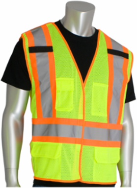 ANSI Type R Class 2 and CAN/CSA Z96 Class 2 Two-Tone X-Back Breakaway Mesh Vest