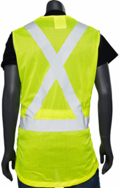 Women's Contoured Vest with Solid Front, Mesh Back and Adjustable Waist, CSA Z96 Class 2, ANSI Type R Class 2
