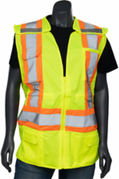 Women's Contoured Two-Tone Surveyor's Vest with Solid Front and Mesh Back, CSA Z96 Class 2, ANSI Type R Class 2