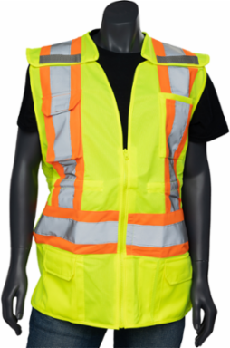 Women's Contoured Two-Tone Surveyor's Vest with Solid Front and Mesh Back, CSA Z96 Class 2, ANSI Type R Class 2