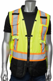 Two-Tone Tethering Vest with Ripstop Black Bottom Front and "D" Ring Access, CSA Z96 Class 2, ANSI Type R Class 2