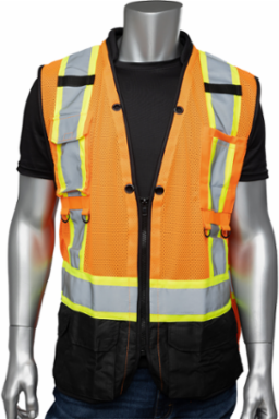 Two-Tone Tethering Vest with Ripstop Black Bottom Front and "D" Ring Access, CSA Z96 Class 2, ANSI Type R Class 2