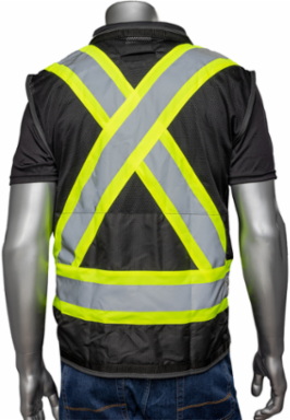 Black Two-Tone Tech-Ready Mesh Surveyor's Vest, CSA Z96 Class 1, ANSI Type O Class 1
