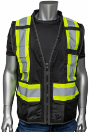 Black Two-Tone Tech-Ready Mesh Surveyor's Vest, CSA Z96 Class 1, ANSI Type O Class 1