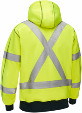 ANSI Type R Class 3 CSA Z96 X-Back Full Zip Hooded Sweatshirt with Sherpa Lining