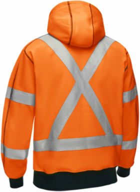 ANSI Type R Class 3 CSA Z96 X-Back Full Zip Hooded Sweatshirt with Sherpa Lining