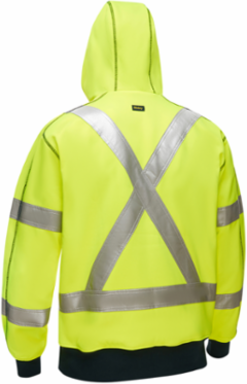 ANSI Type R Class 3 CSA Z96 X-Back Full Zip Hooded Sweatshirt with Sherpa Lining