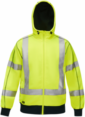 ANSI Type R Class 3 CSA Z96 X-Back Full Zip Hooded Sweatshirt with Sherpa Lining