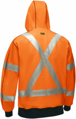 ANSI Type R Class 3 CSA Z96 X-Back Full Zip Hooded Sweatshirt with Sherpa Lining