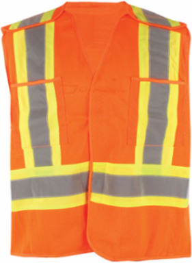 ANSI Type R Class 2 and CSA Z96 Two-Tone X-Back Breakaway Mesh Vest with "D" Ring Access