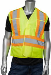 ANSI Type R Class 2 and CSA Z96 Two-Tone X-Back Breakaway Vest with "D" Ring Access