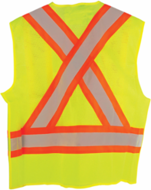ANSI Type R Class 2 and CSA Z96 Two-Tone X-Back Breakaway Mesh Vest with "D" Ring Access
