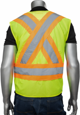 ANSI Type R Class 2 and CSA Z96 Two-Tone X-Back Breakaway Mesh Vest with "D" Ring Access