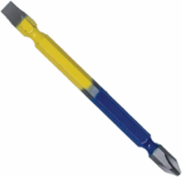 4" DOUBLE-ENDED BIT #2 PHILLIPS & 1/4" SLOT (BL/YW) PKG