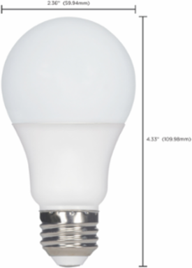 A19 LED Lamp 9.8 Watt 3000K Soft White Medium Base 220 Beam Angle 120 Volt