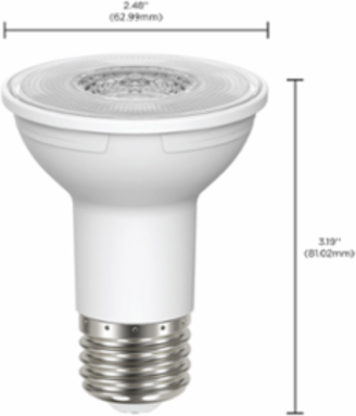 5.5 Watt PAR20 LED Bulb - 90 CRI - 3000K - 40 Beam Angle - Dimmable - Medium Base - 120 Volt