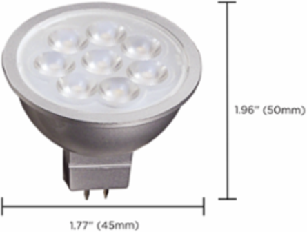 6.5 Watt LED MR16 Lamp - 3000K, 25 Degree Beam Angle, GU5.3 Base, 12 Volt
