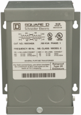 Buck Boost Transformer 0.1 kVA 1 Phase 120x240V Primary 12/24V Secondary NEMA 3R 55°C Rise