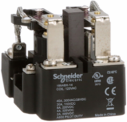 Power relay, SE Relays, DPDT, 40A, 120 VAC, magnetic blowout, open type