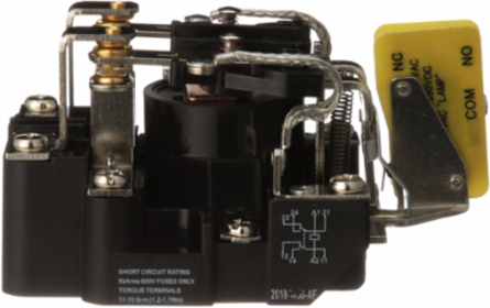 Power Relay, DPDT, auxiliary switch, open cover type, screw terminal, 40A, 24V AC, 2 C/O