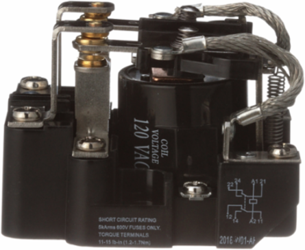 Power relay, SE Relays, DPDT, 50A, 120 VAC, open type, heavy duty