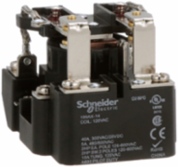 Power Relay, DPDT, open cover type, screw terminal, 40A, 120V AC, 2 C/O