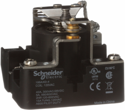 Power relay, SE Relays, SPDT, 40A, 120 VAC, magnetic blowout, open type