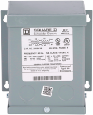 Dry Sealed Transformer 0.25 kVA 1 Phase 240/480V NEMA 3R Wall Mounted