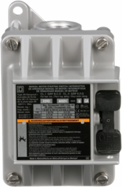 30A 3 Pole Toggle Manual Motor Switch, 10HP at 575VAC, NEMA 7/9, 0.75 Inch Conduit