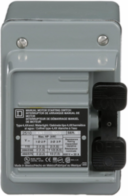 Manual Motor Switch, 30A, 2 Pole, 3HP at 575VAC, NEMA 4
