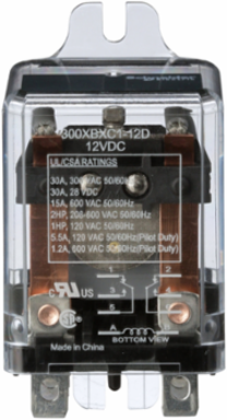 Power Relay, DPDT, side flange cover, quick connections terminals, 30A, 12V DC, 2NO + 2NC