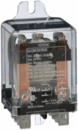 Power Relay, DPDT, side flange cover, quick connections terminals, 30A, 12V DC, 2NO + 2NC