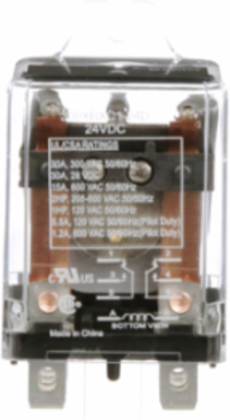 Power Relay, DPDT, side flange cover, quick connections terminals, 30A, 24V DC, 2NO + 2NC