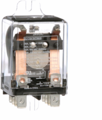 Power Relay, DPDT, side flange cover, quick connections terminals, 30A, 24V DC, 2NO + 2NC
