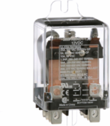 Power Relay, DPDT, side flange cover, quick connections terminals, 25A, 12V DC, 2NO + 2NC