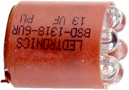 30mm push button, Type K, white super bright LED bulb, BA9 base, marked BSD 1318 6CW