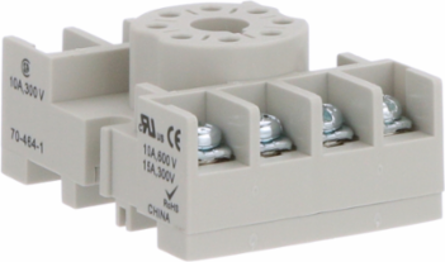 Socket, General Purpose Relays, for 750H/750 relays, DPDT, 8 pins, screws clamp terminals, 10...15A, 300...600V