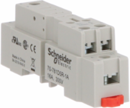Socket, General Purpose Relays, for 781 relays, SPDT, 5 pins, screws clamp terminals, 16A, 300V