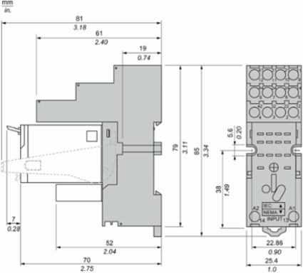 Socket, SE Relays, 10A, 17 pins, screw connectors, separate contact, for 782 relays