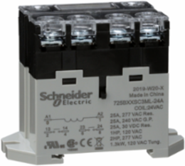 Power relay, SE Relays, 25A, 2NO, 24VAC, LED push button, screw terminals, DIN or panel mount