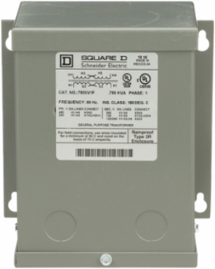 Dry Type Transformer 0.75 kVA 1 Phase 240/480V NEMA 3R Wall Mounted