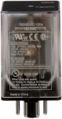 Plug-in electromechanical relay, General Purpose Relays, DPDT, clear cover, octal terminal 8 pins, 10A, 120V AC, 2NC + 2NO