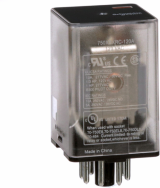 Plug-in electromechanical relay, General Purpose Relays, DPDT, clear cover, octal terminal 8 pins, 10A, 120V AC, 2NC + 2NO