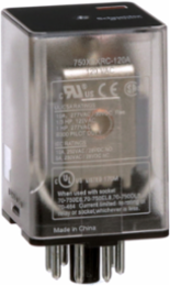 Plug-in electromechanical relay, General Purpose Relays, DPDT, clear cover, octal terminal 8 pins, 10A, 120V AC, 2NC + 2NO
